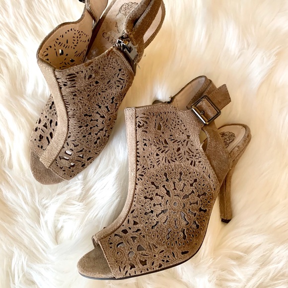 Vince Camuto Shoes - NWOT Vince Camuto Laser Cut Peep Toe Bootie Heels